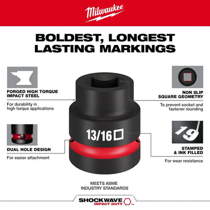 Milwaukee SHOCKWAVE Impact Duty 1" Drive 13/16" Standard 4 Point Square Socket 49-66-7841