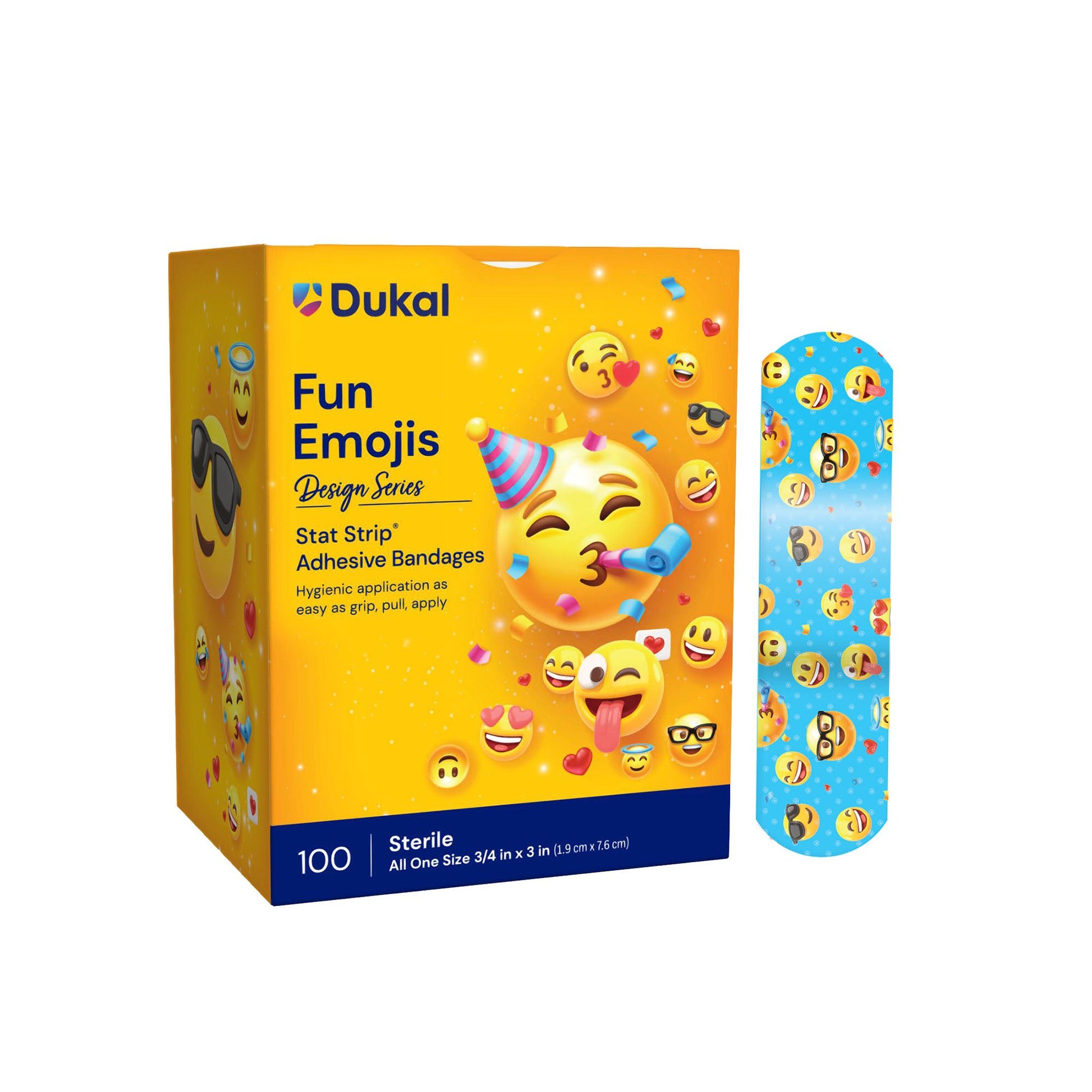 American® White Cross First Aid Emojis Kid Design Adhesive Strip, ¾ x