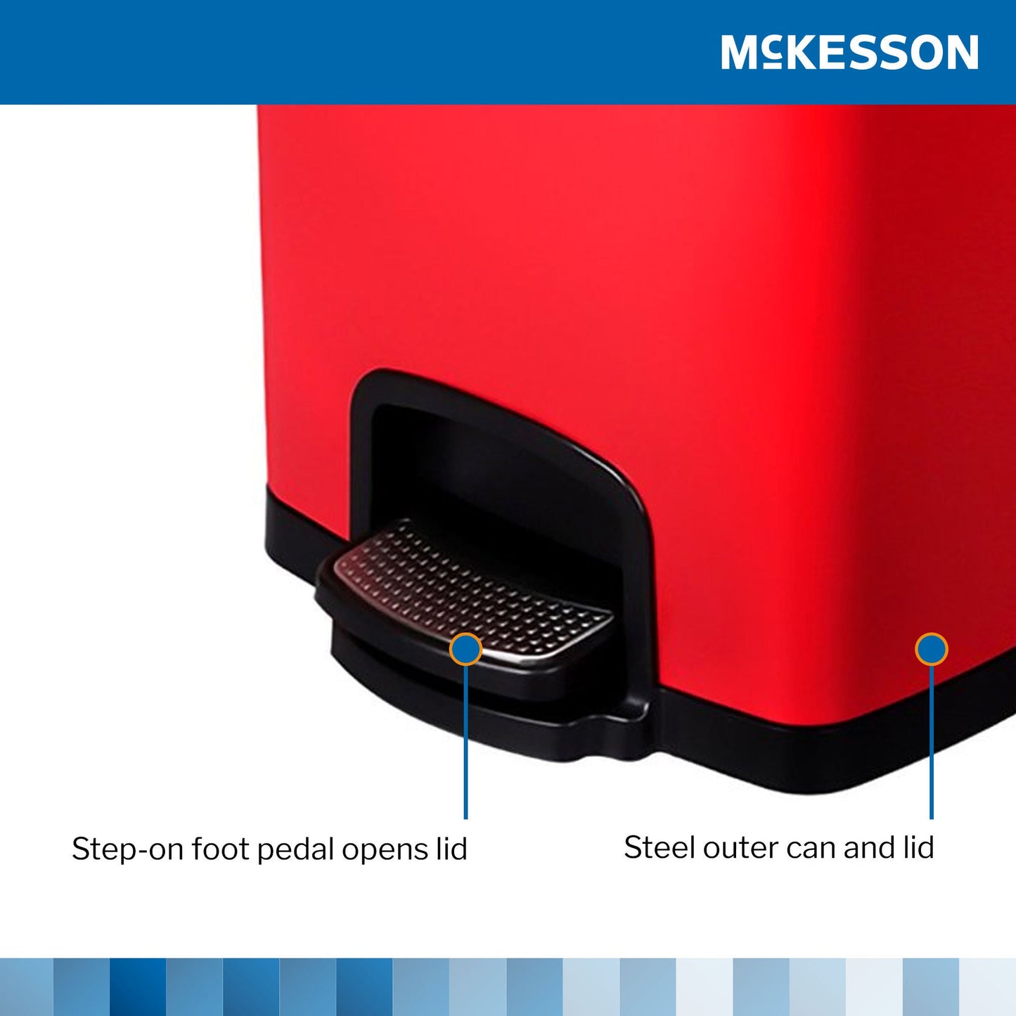 McKesson Red Square Step-On Trash Can