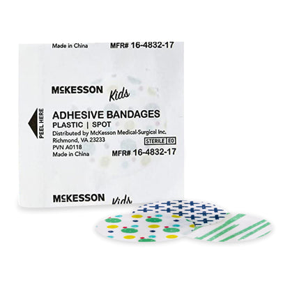 McKesson Kids™ Round Kid Design (Assorted Prints) Adhesive Spot Bandage
