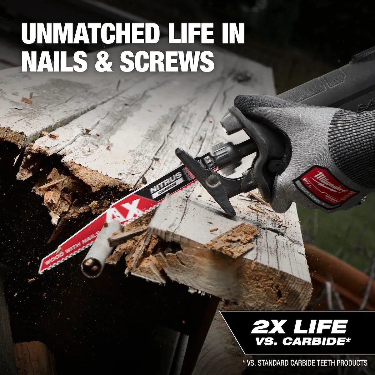 Milwaukee 9" 5 TPI AX w/NITRUS Carbide Teeth SAWZALL Blade for Wood with Nails 48-00-7352 | 9 in Blade Length
