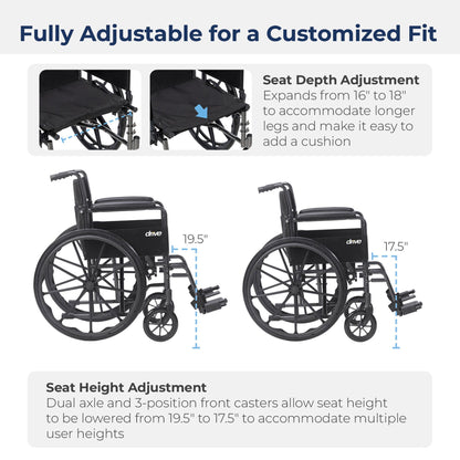 drive™ Cruiser III Lightweight Wheelchair, 20-Inch Seat Width