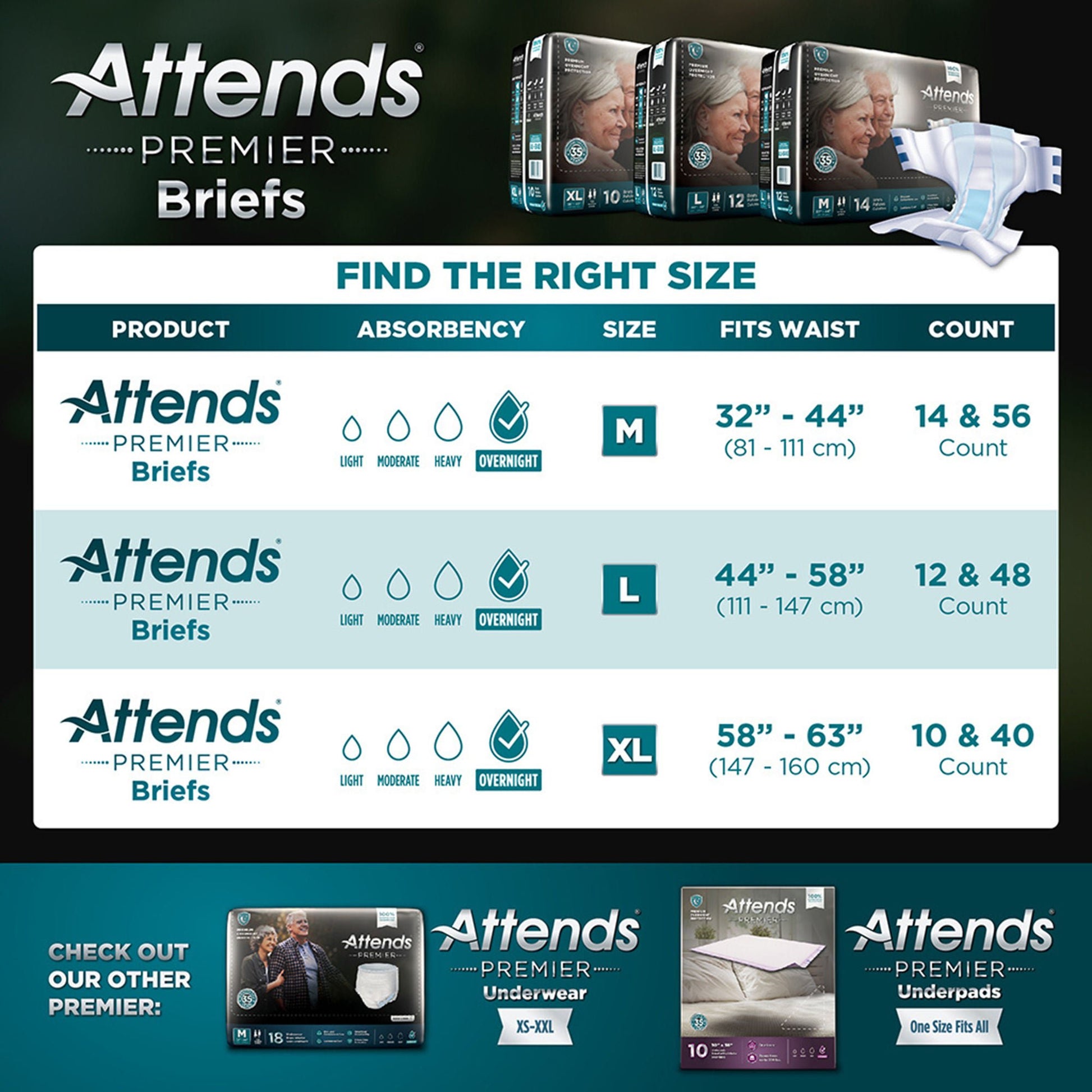 Attends® Premier Briefs, Extra Large