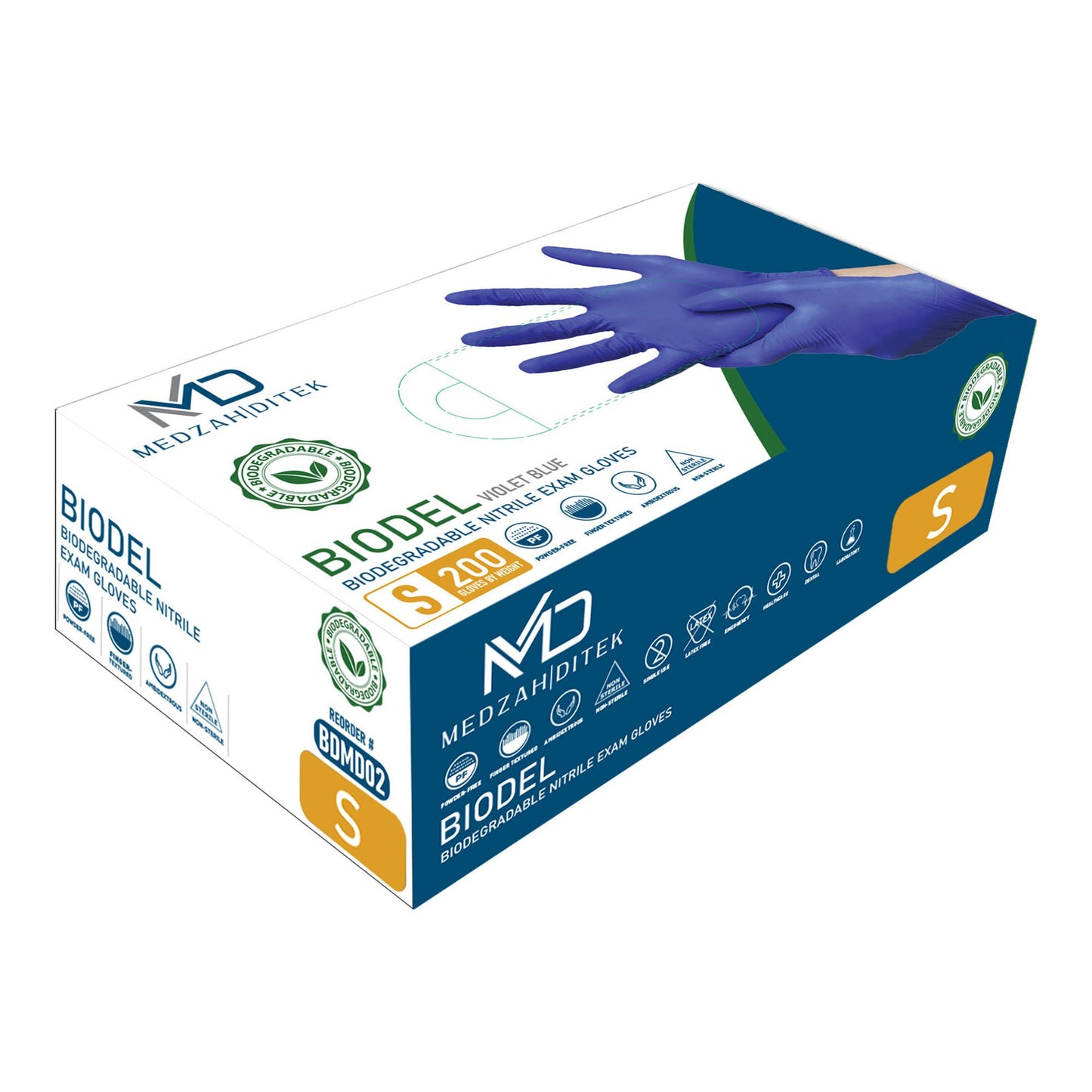 BIODEL Nitrile Exam Gloves, Violet Blue - view 2