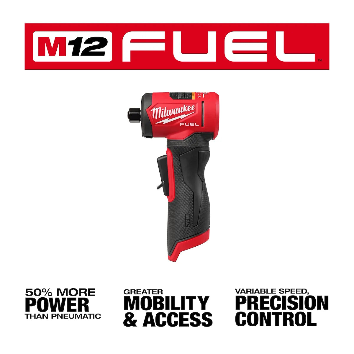 Milwaukee M12 FUEL 1/4" Right Angle Die Grinder 3485-20 | M12 Battery, 2-Piece