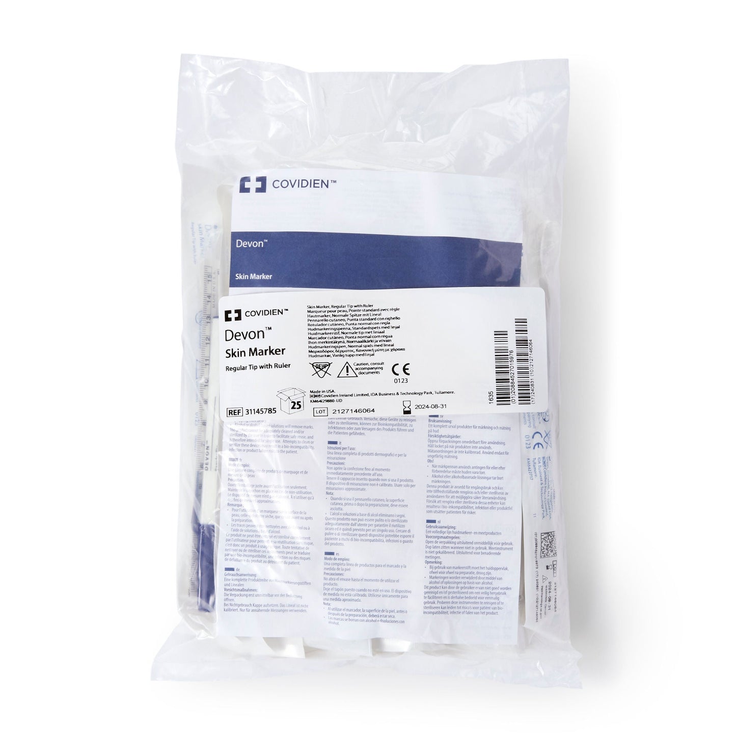 Cardinal Health™ Devon™ Surgical Skin Marker with Ruler, Regular Tip – Box of 25