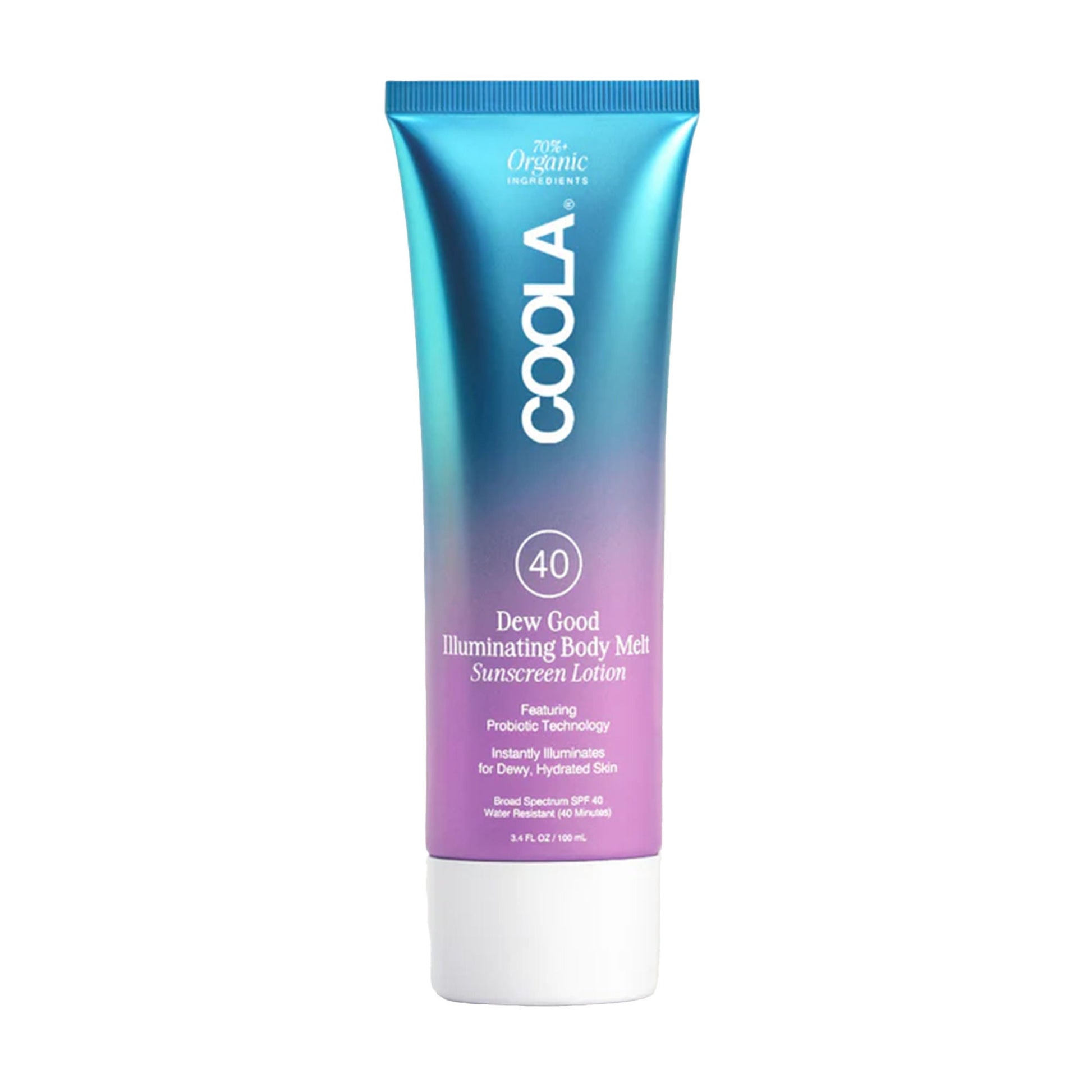 COOLA Dew Good Illuminating Body Melt Lotion Sunscreen SPF 40 Lotion Tube