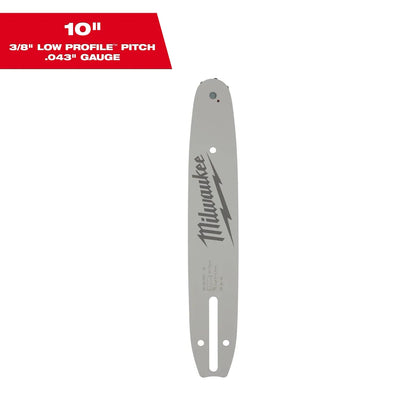 Milwaukee 10" 3/8" LOW PROFILE Pitch, .043" Gauge Guide Bar 48-09-5001 | Steel