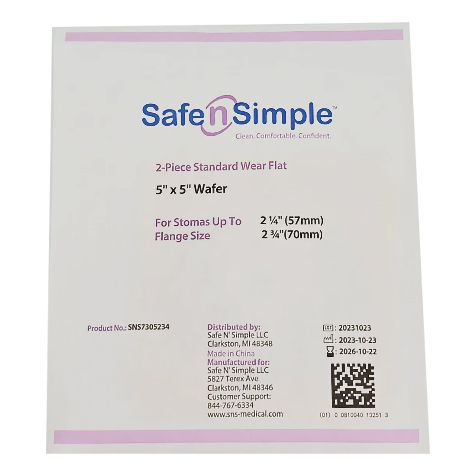 Safe n Simple Ostomy Barrier Trim to Fit, Standard Wear Flexible Tape Flange Up to 2-1/4 Inch Opening