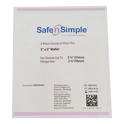 Safe n Simple Ostomy Barrier Trim to Fit, Standard Wear Flexible Tape Flange Up to 2-1/4 Inch Opening