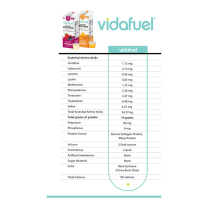 Vidafuel Wellness Protein Drink with Collagen and Whey, Orange Burst Flavor