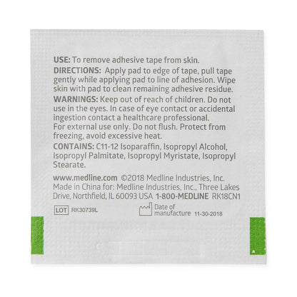 Medline® Adhesive Remover, 1¼ x 1½ Inch Wipe