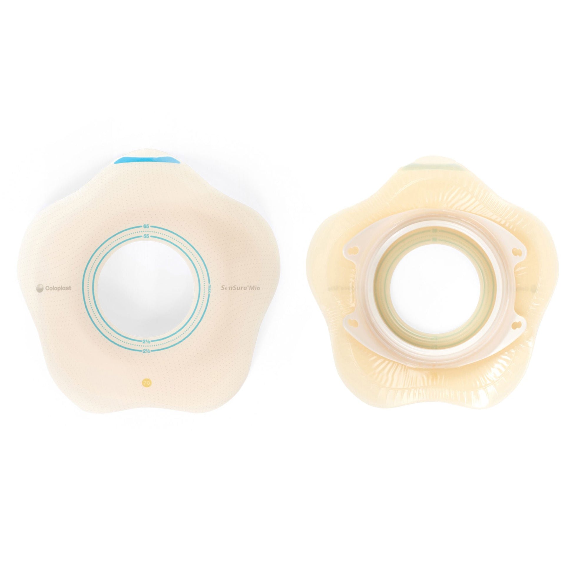 SenSura® Mio Click Convex Flip Ostomy Barrier, Stoma Openings, Blue Match