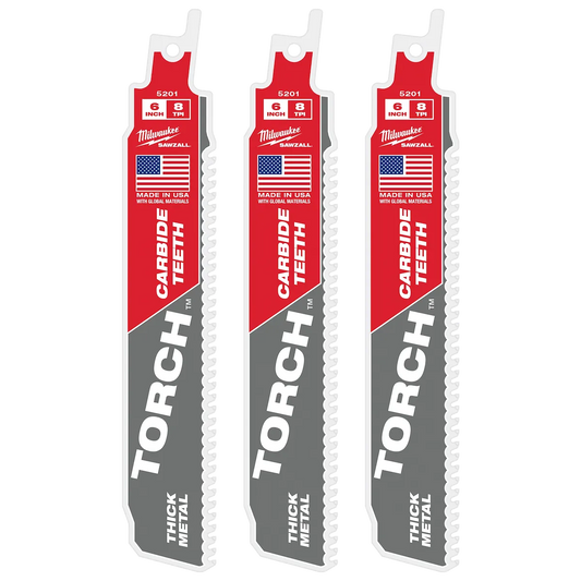 Milwaukee 6" 8 TPI TORCH with Carbide Teeth SAWZALL Blade (1 PK) 48-00-5201 | 6 in Blade Length