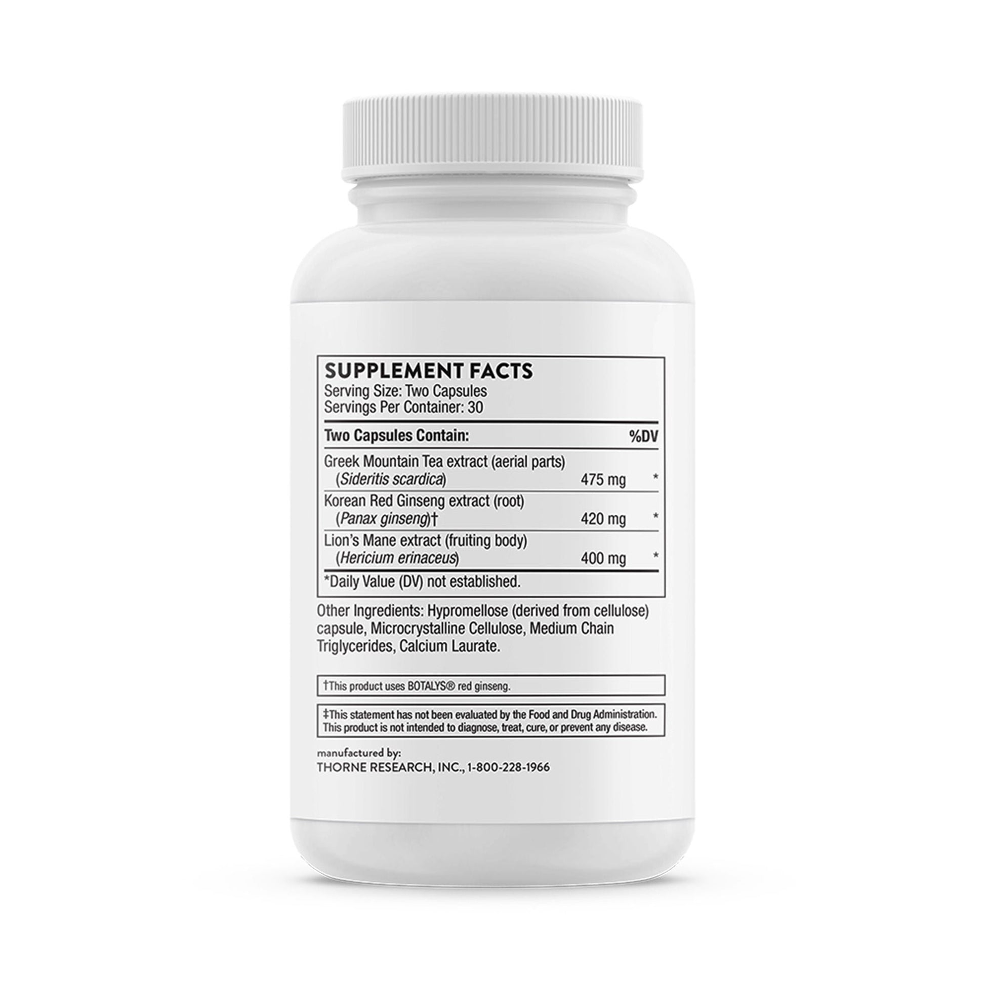 Thorne® Ginseng Plus with Lion's Mane Dietary Supplement
