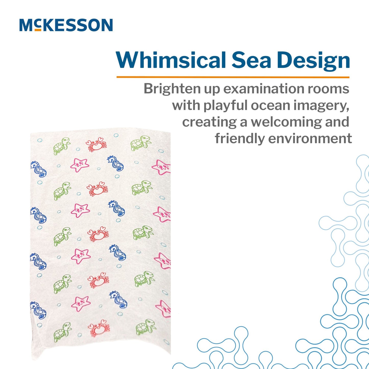 McKesson Table Paper 18 Inch Width 225 Foot Length Print (Sea Friends) Smooth