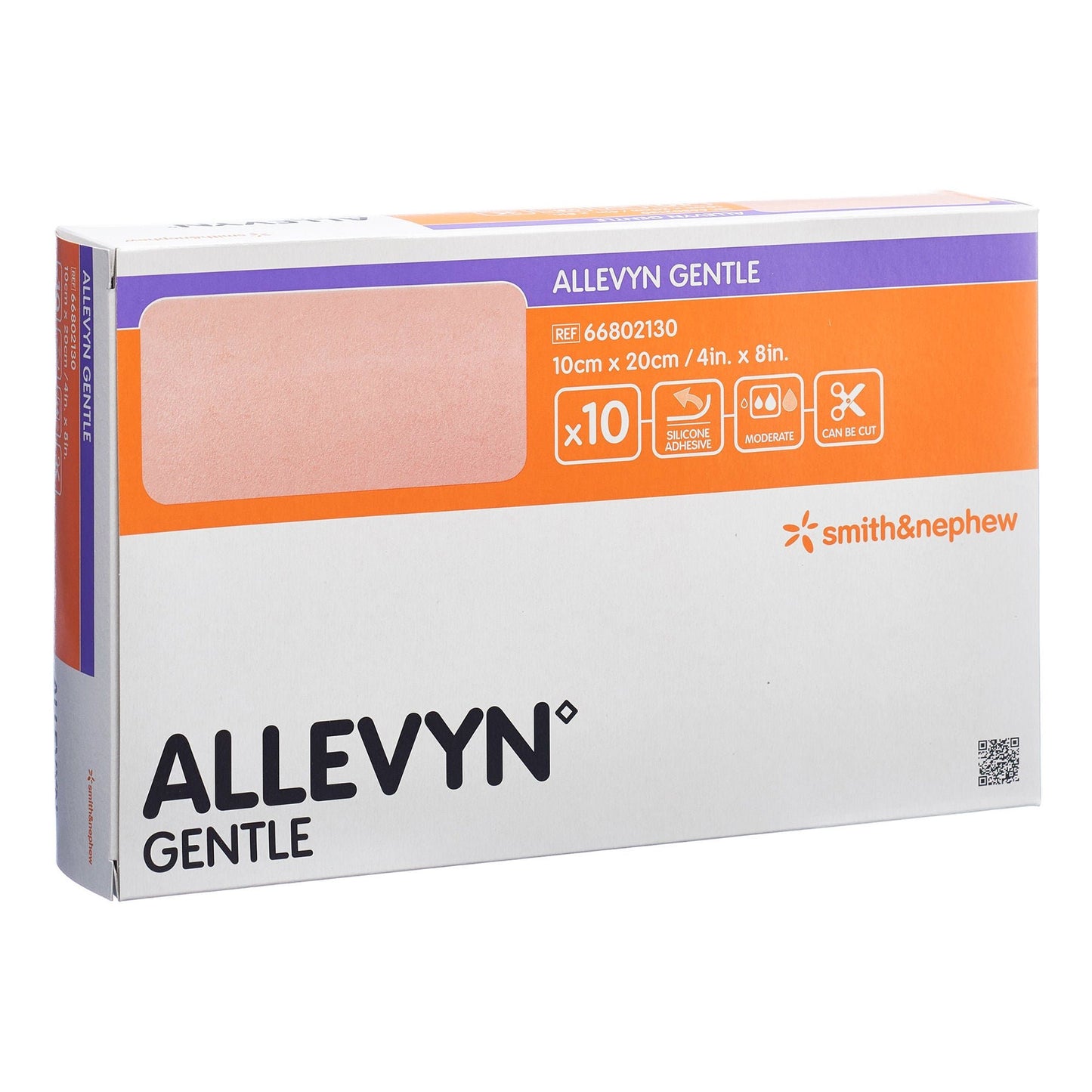 Allevyn Gentle Foam Dressing Without Border Film Backing Silicone Adhesive Rectangle
