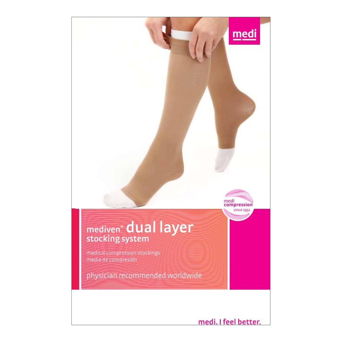 mediven Compression Stocking with Liner Knee High 2X-Large Beige Stocking: Open Toe, Liner: Closed Toe