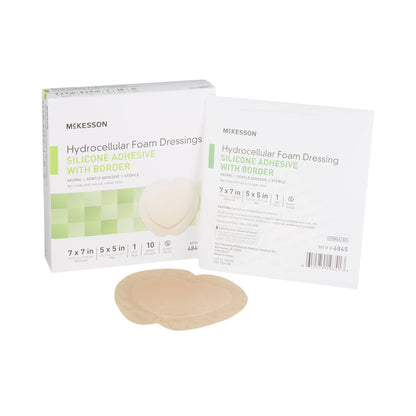 McKesson Silicone Adhesive with Border Silicone Foam Dressing, Sacral