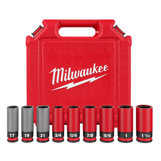 Milwaukee SHOCKWAVE Impact Duty 1/2 Drive SAE & Metric 9PC Lug Nut Wheel Socket Set 49-66-7832 | 1/2 in Drive, 9-Piece