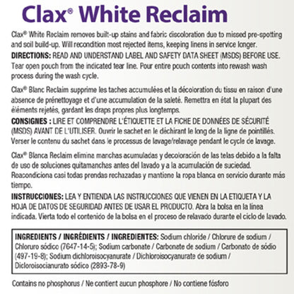 Diversey Clax White Reclaim Laundry Stain Remover 1 lb. Bag Powder Chlorine Scent