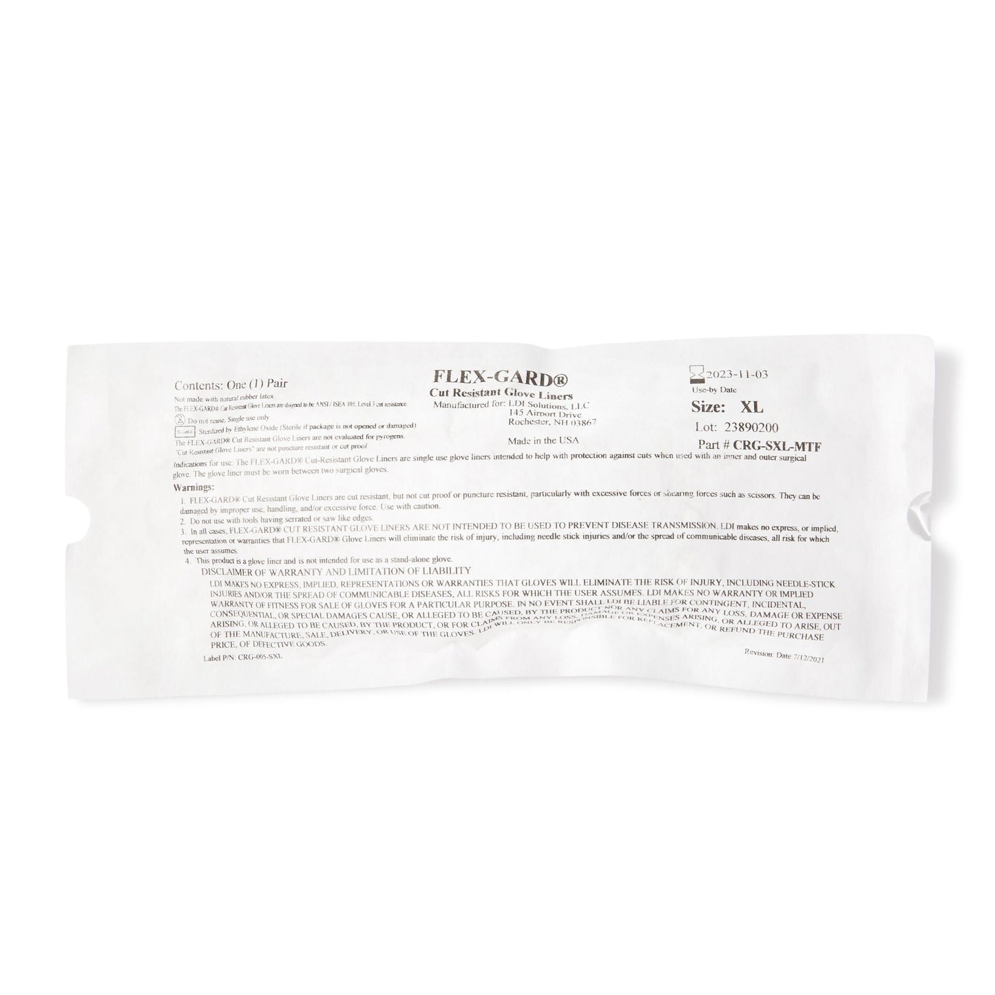 Sterile Flex-Gard™ HDPE Fiber / Spandex / Polyester Glove Liners, White - view 2
