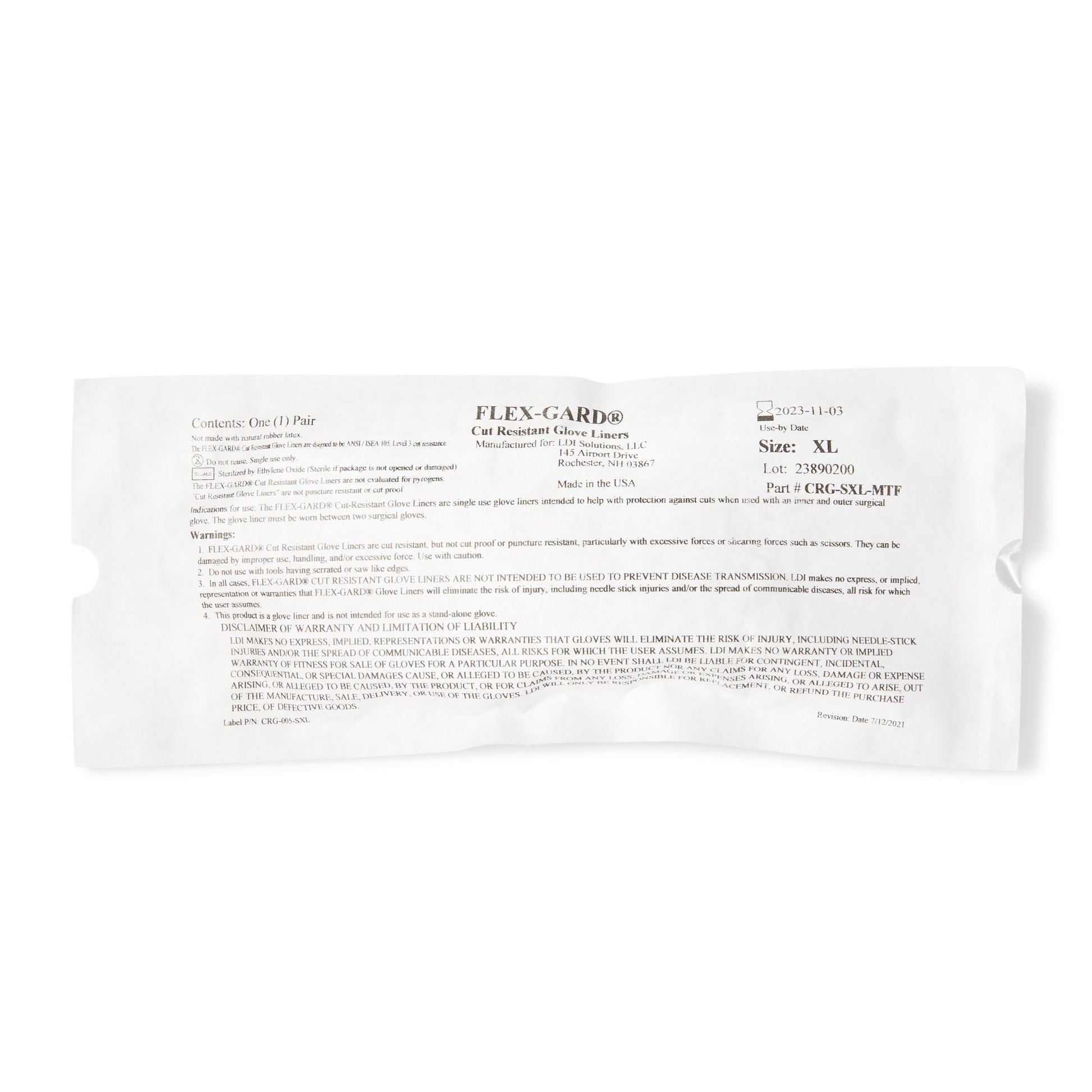Sterile Flex-Gard™ HDPE Fiber / Spandex / Polyester Glove Liners, White - view 2