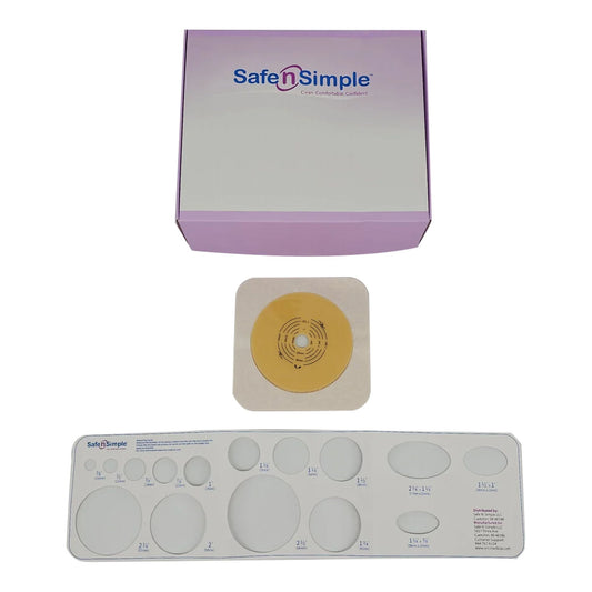 Safe n Simple Ostomy Barrier Trim to Fit, Standard Wear Flexible Tape Flange Up to 1-3/4 Inch Opening