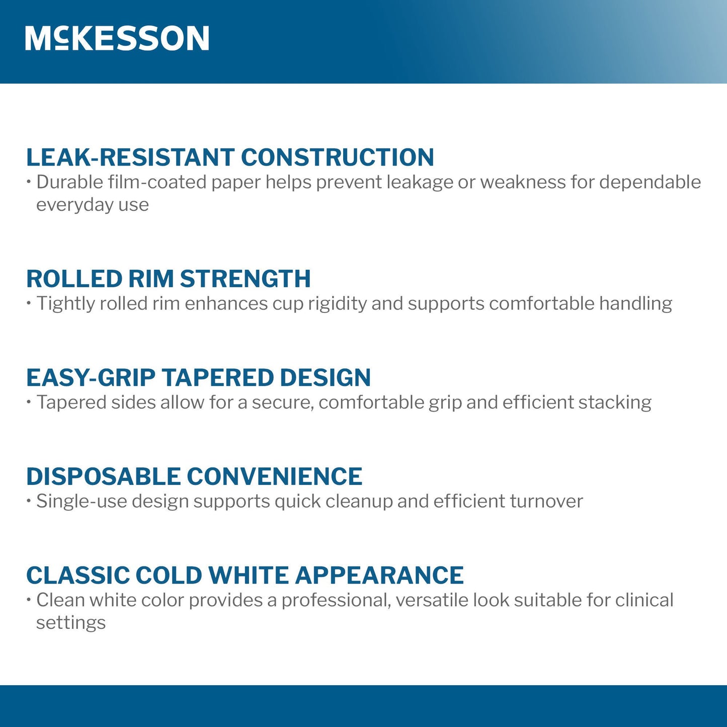 McKesson Paper Drinking Cup for Cold Beverages, White, Capacity