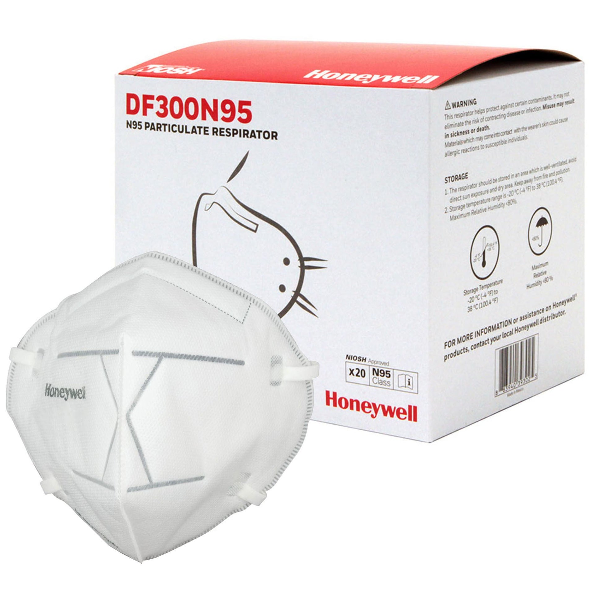 Honeywell DF300 Particulate Respirator Mask Industrial N95 Not Rated Elastic Strap One Size Fits Most