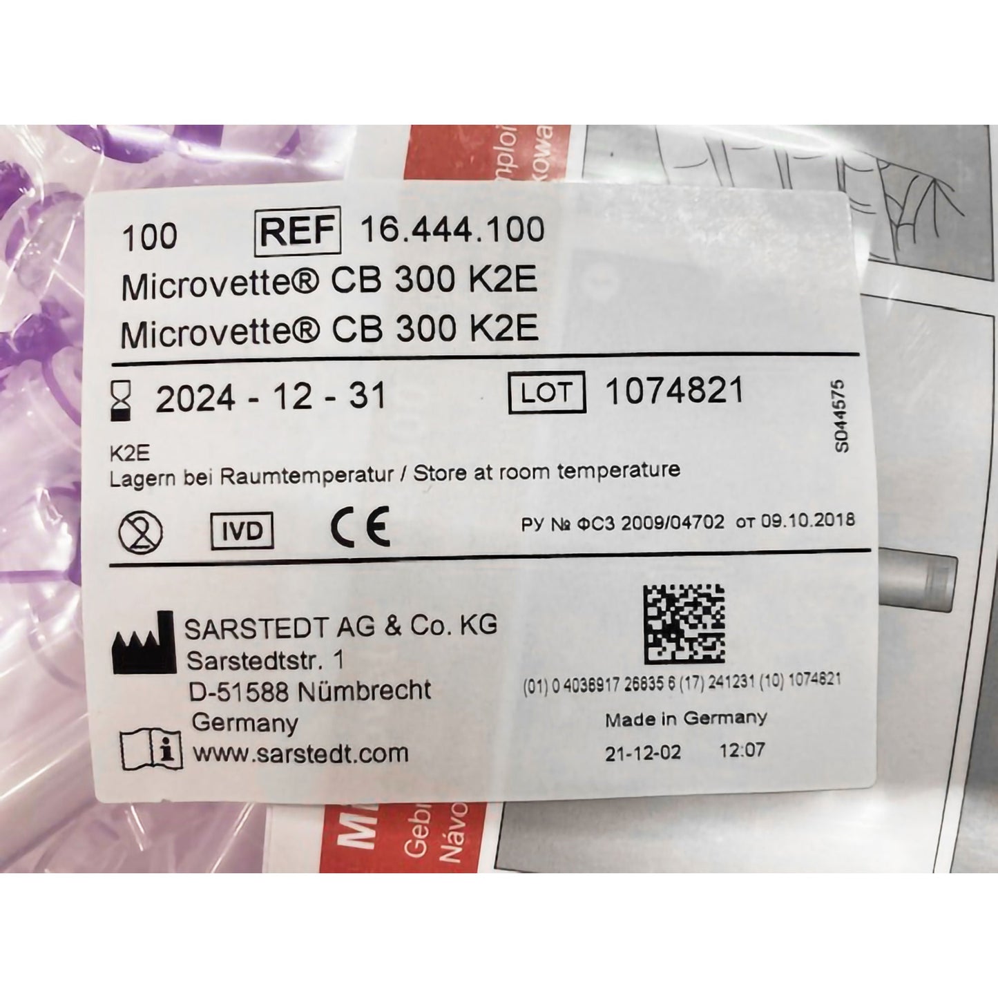 Microvette® CB 300 Capillary Blood Collection Tube, 300 µL