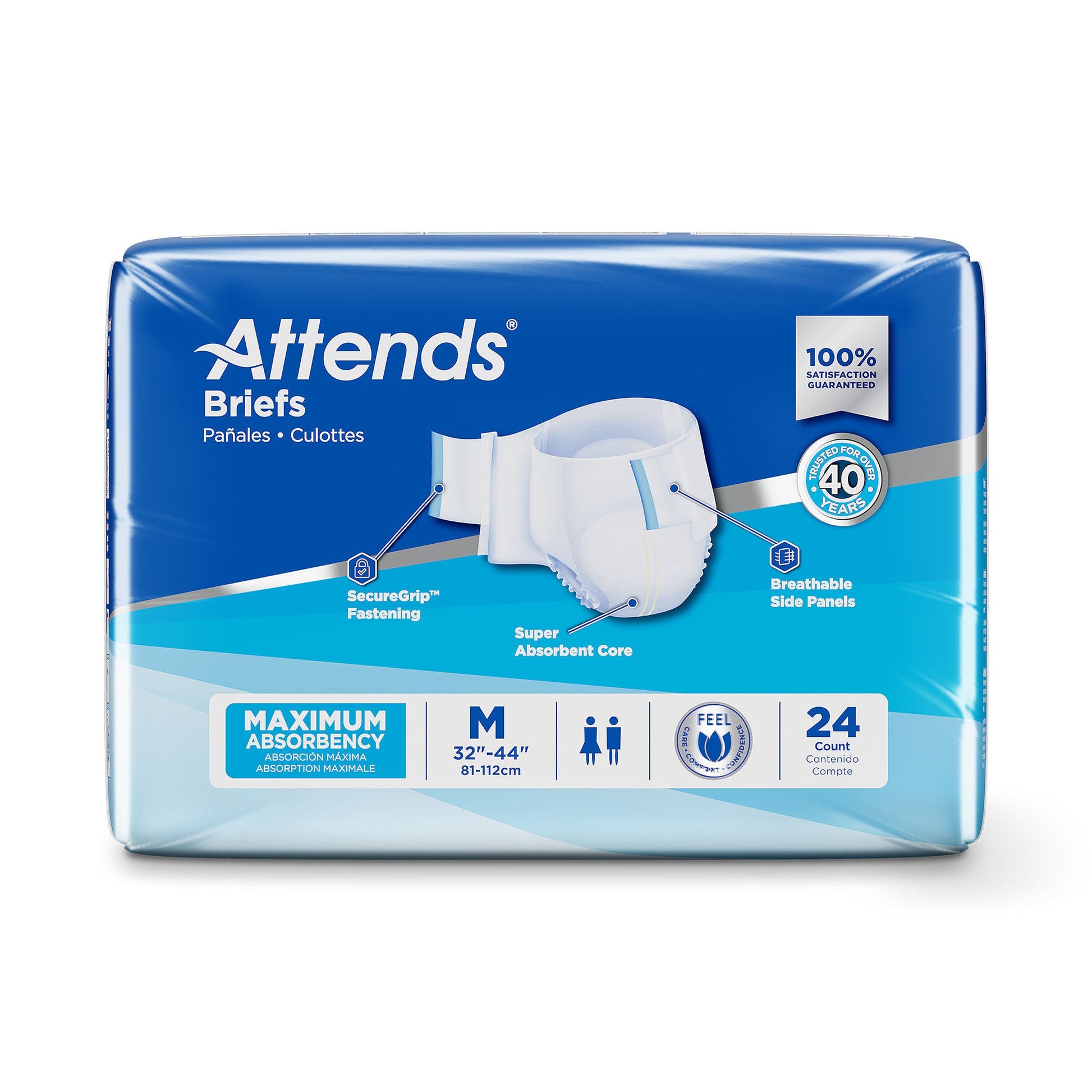 Attends® Briefs, Adult, Heavy Absorbency, Disposable, White