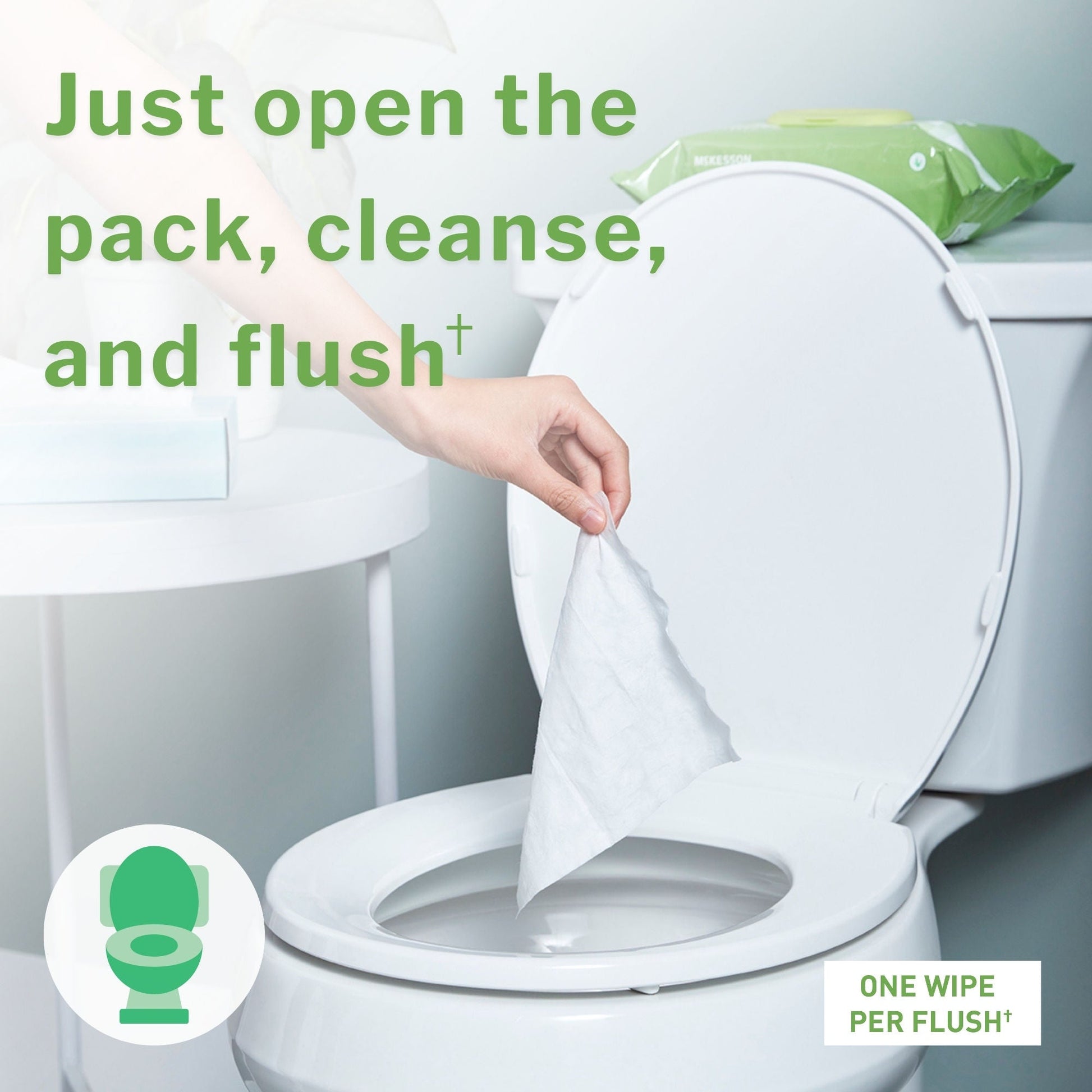 McKesson Flushable* Wet Wipes - Unscented, 96 Wet Wipes per Pack