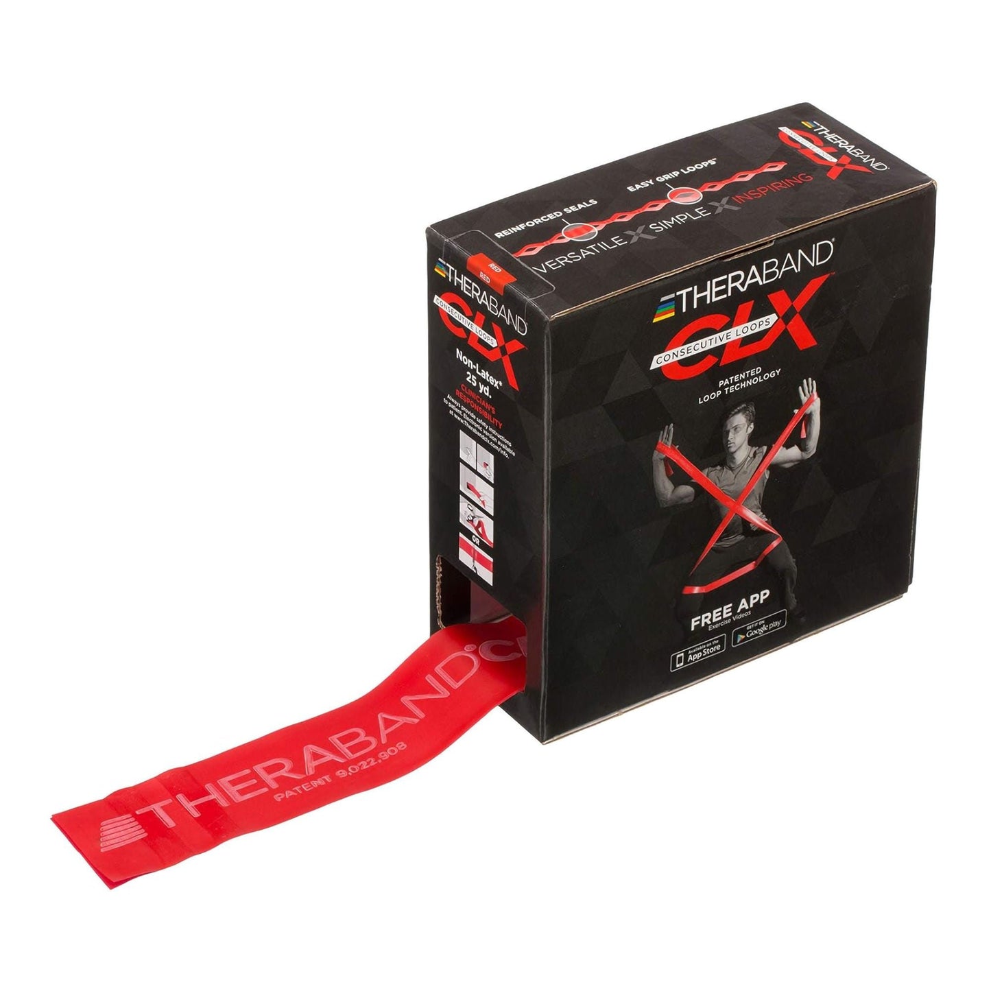 TheraBand CLX Consecutive Loops Exercise Resistance Band with Loops Red Medium Resistance