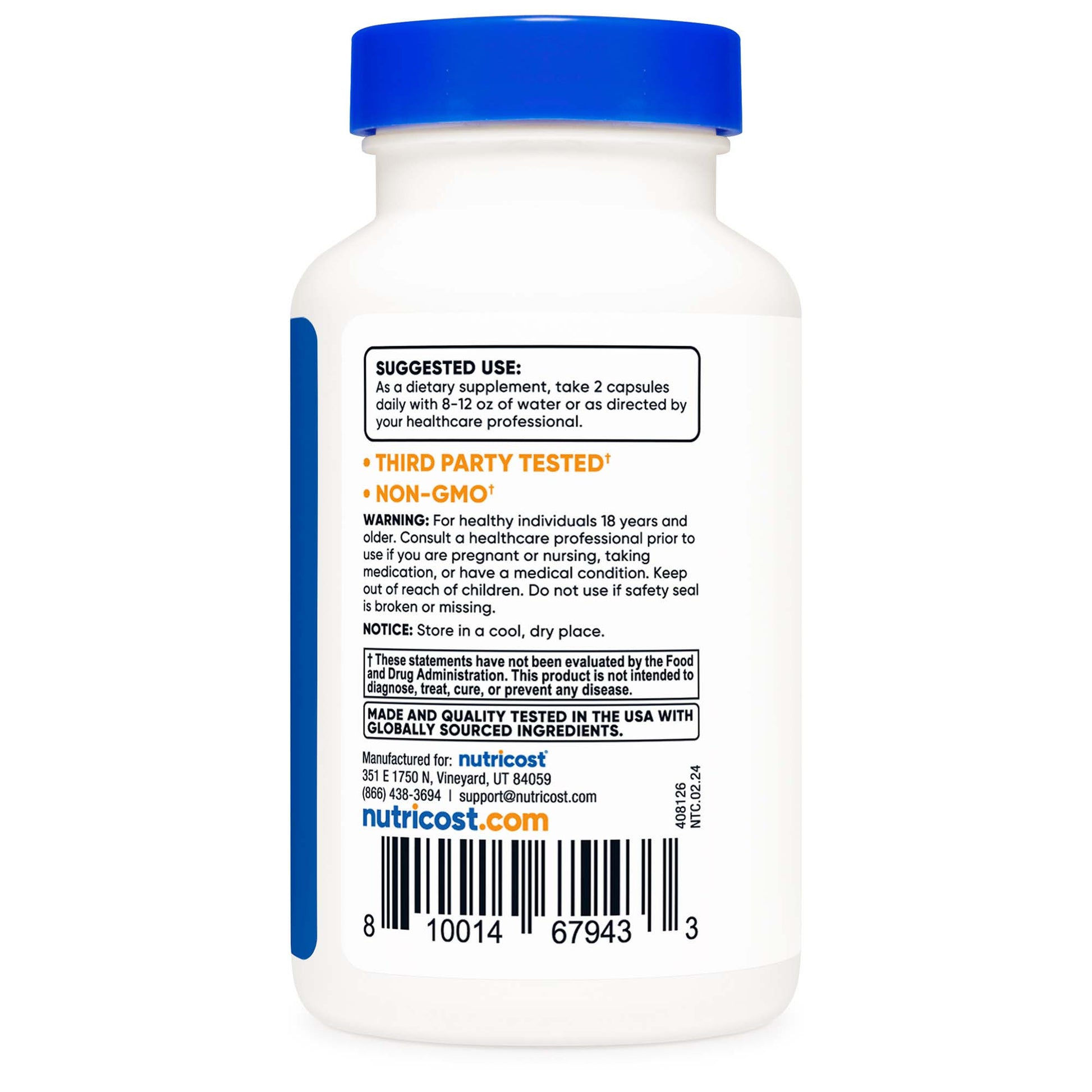 nutricost Multivitamin For Men Dietary Supplement Vitamin A / C / D / E / K 1,800 mcg - 125 mg - 75 mcg - 20 mg - 80 mcg Strength Capsule
