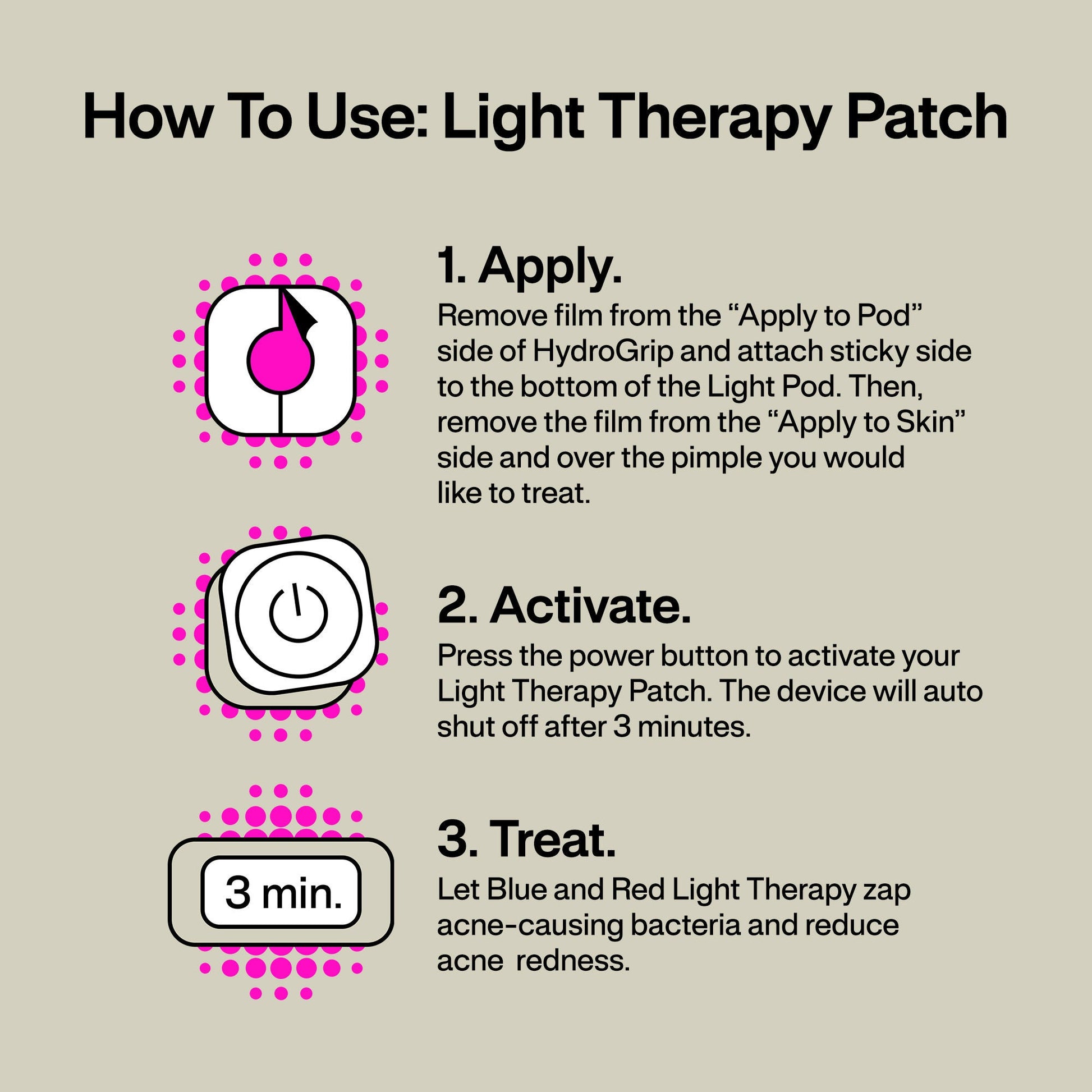 LAB Acne Light Therapy Patch Acne Treatments w/ 2 Lightpods, 8 Hydrogrips, Case