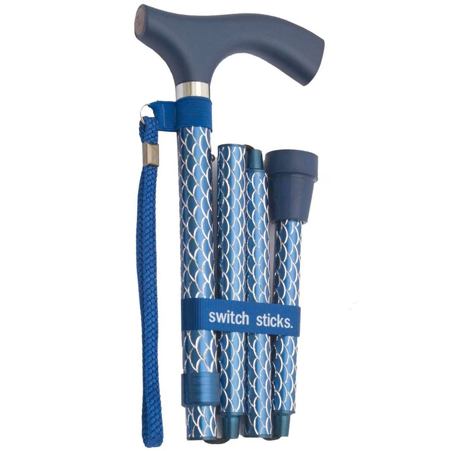 Switch Sticks® Folding Cane, Azure Blue, 32 to 37 Inch Height