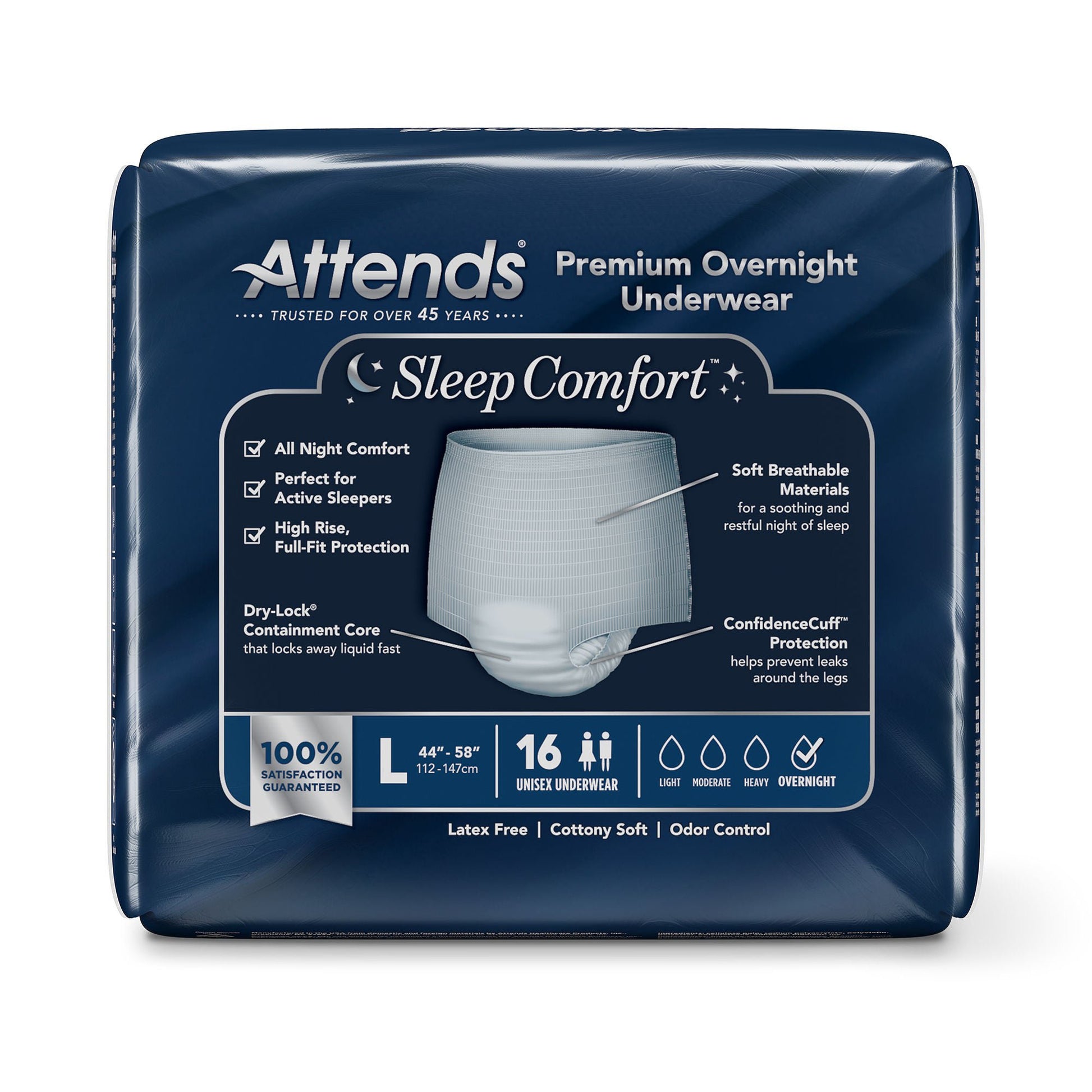 Attends® Sleep Comfort Premium Overnight Underwear, 44 – 58 Inches