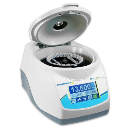 Benchmark Scientific MC-24 Touch C2417 microcentrifuge, lid open