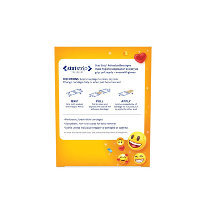 American® White Cross First Aid Emojis Kid Design Adhesive Strip, ¾ x