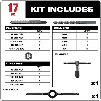 Milwaukee 17PC SAE Tap and Die Set 49-57-5315