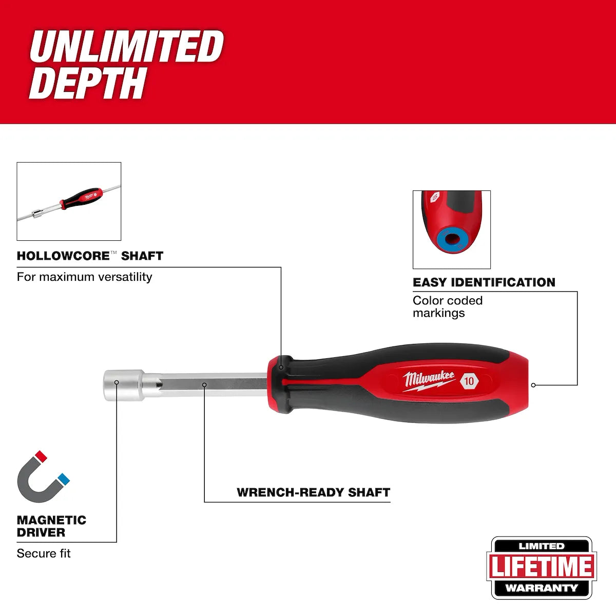 Milwaukee 7pc Metric HollowCore Magnetic Nut Driver Set 48-22-2565