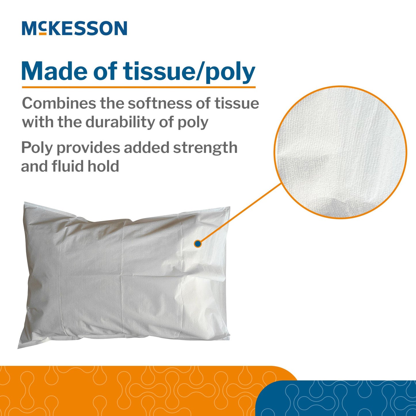 McKesson Pillowcase, Disposable, Standard, White, Tissue/Poly