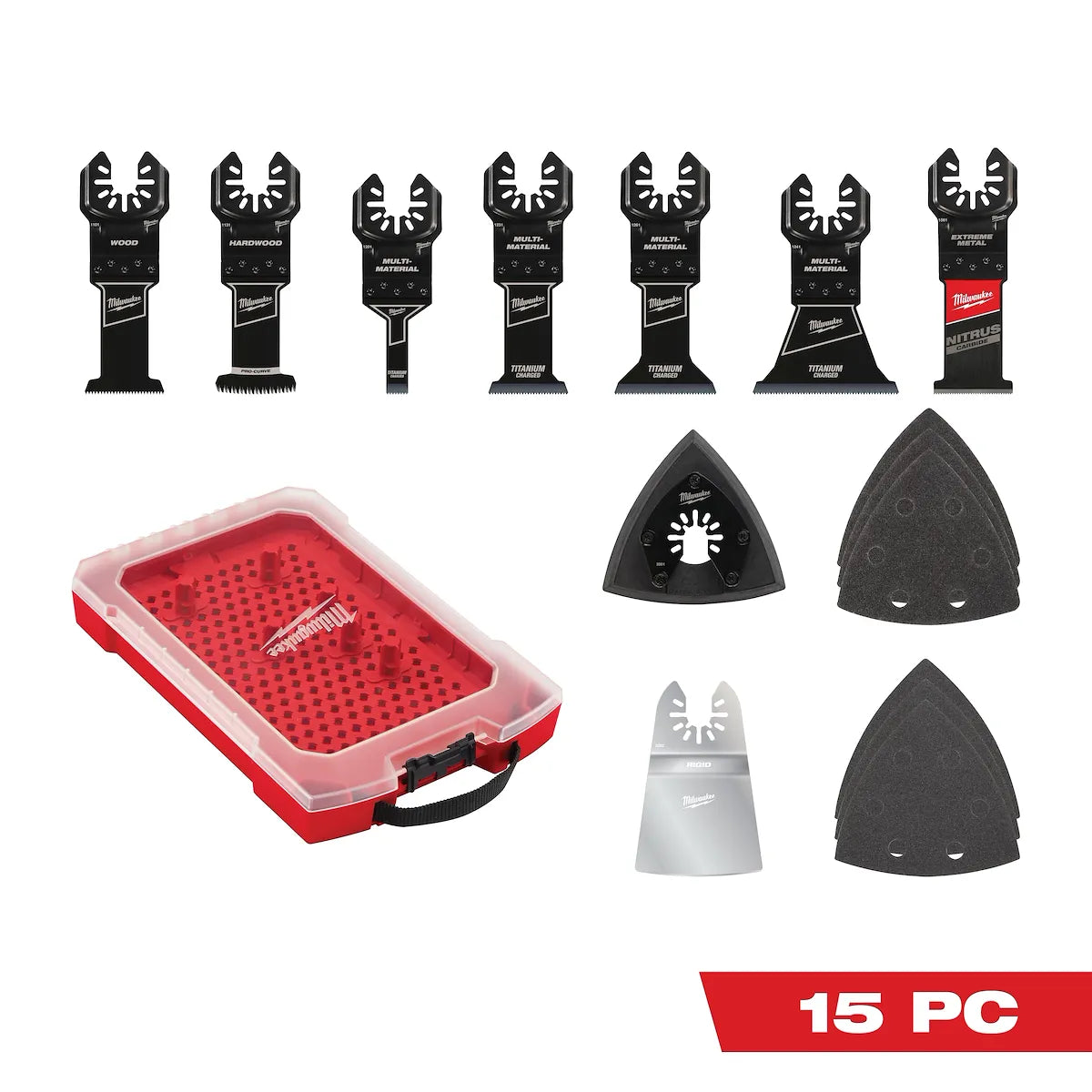 Milwaukee 15 PC Universal Fit Oscillating Multi-Tool Blade Set 49-25