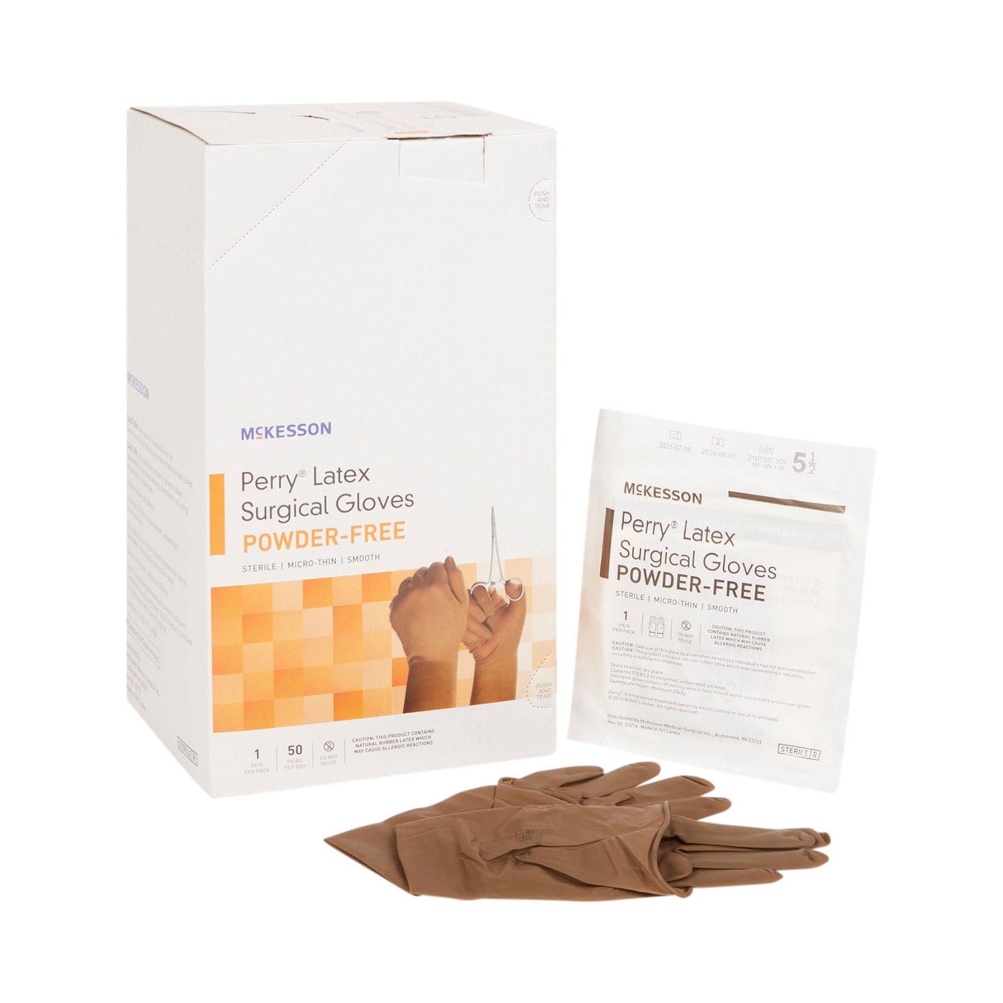 Sterile McKesson Perry® Latex Surgical Gloves, Brown - view 8
