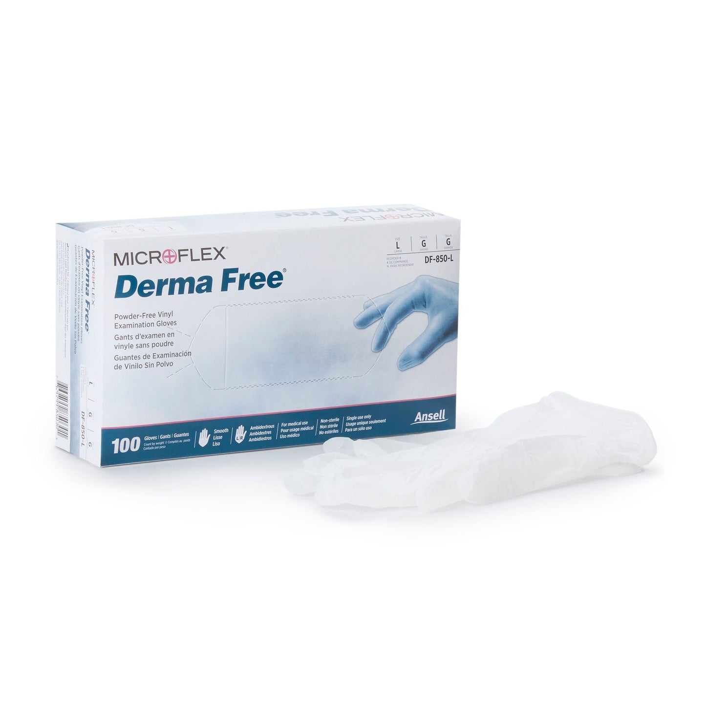 Derma Free™ Vinyl Exam Gloves, Clear