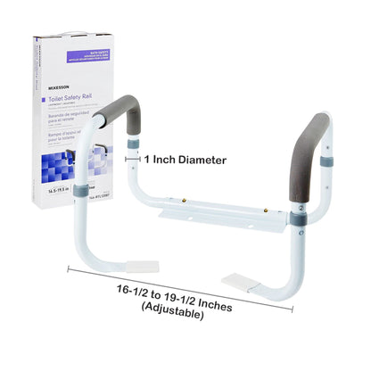 McKesson Toilet Safety Rail, White Steel, Width-Adjustable