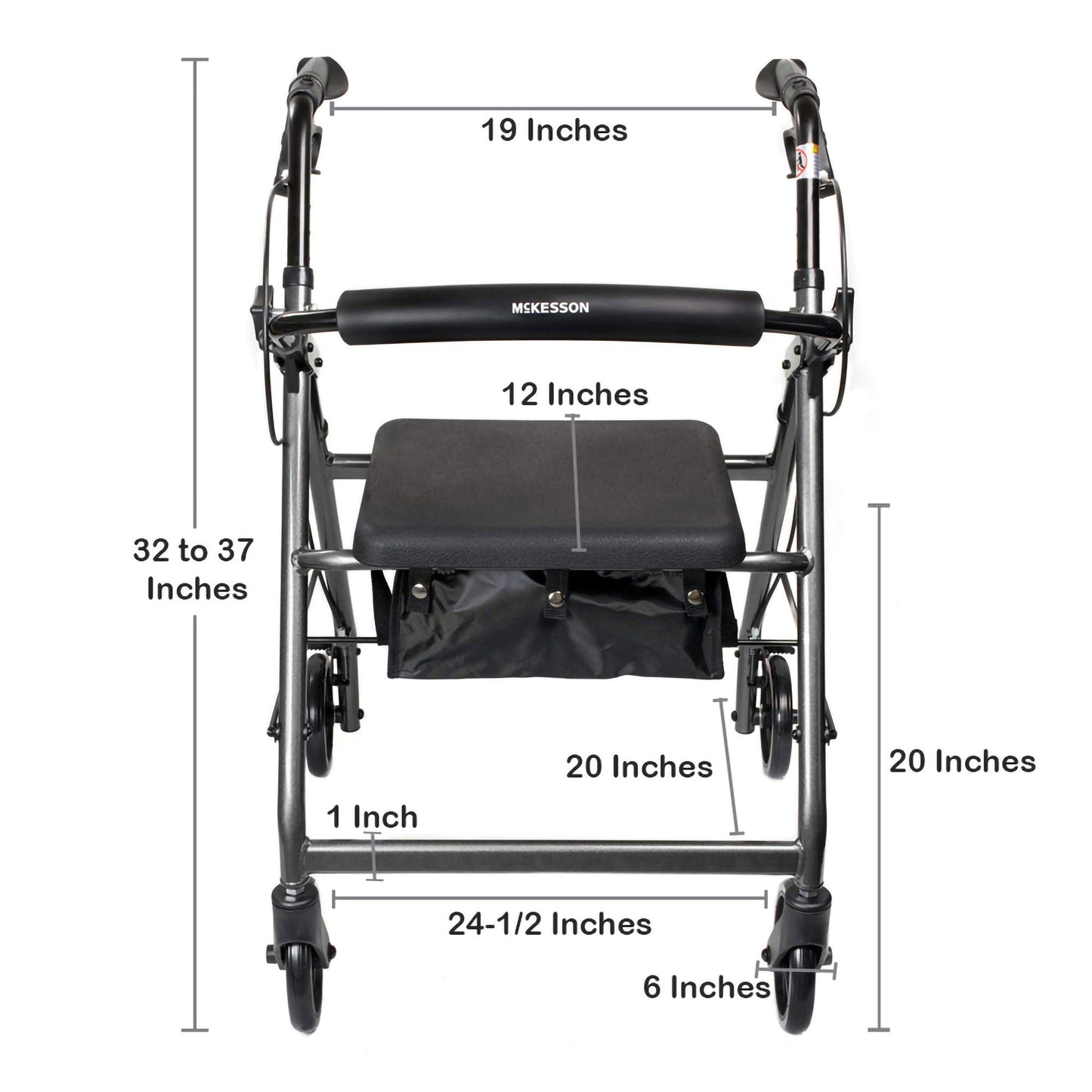 McKesson Folding Aluminum Four-Wheel Rollator, Silver