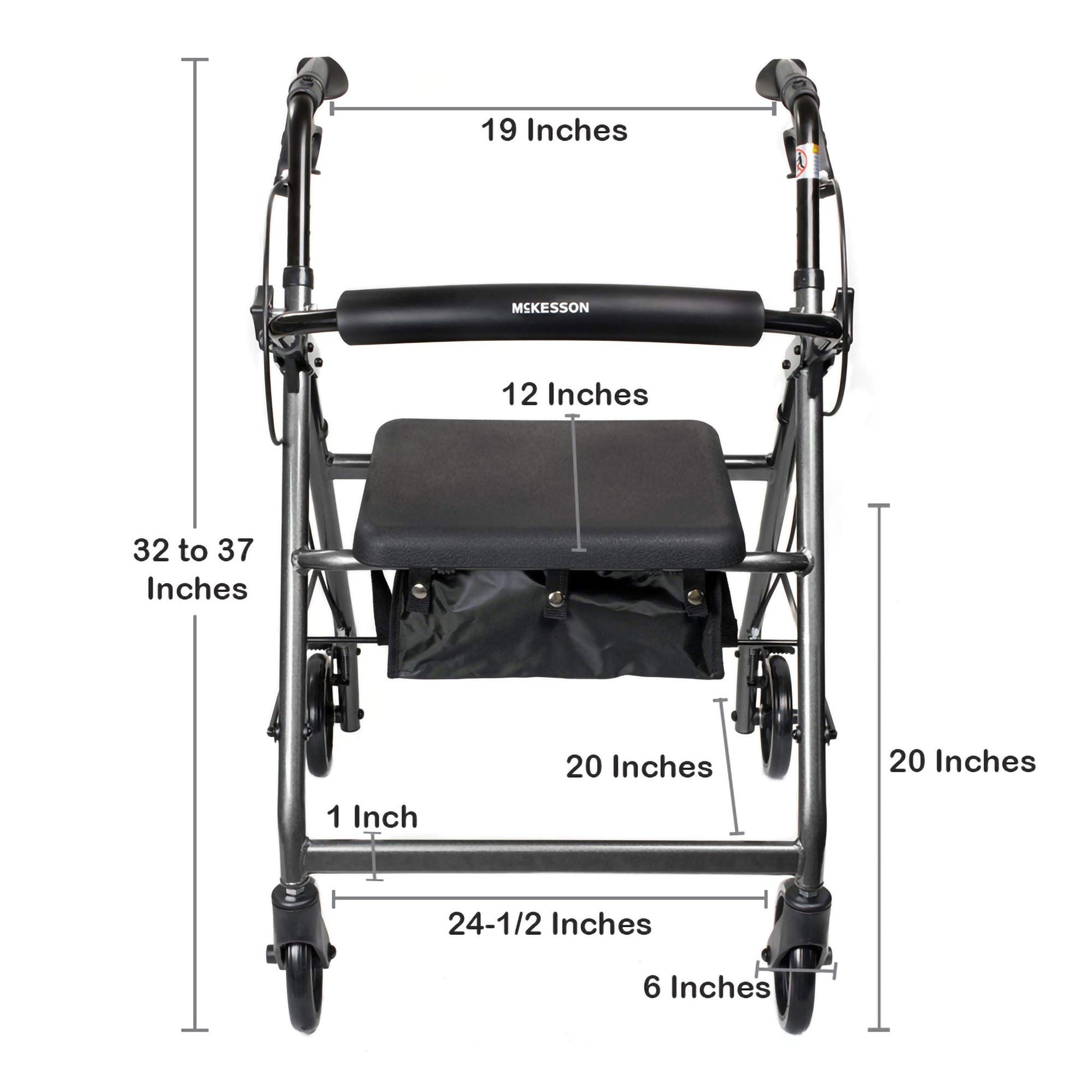 McKesson Folding Aluminum Four-Wheel Rollator, Silver