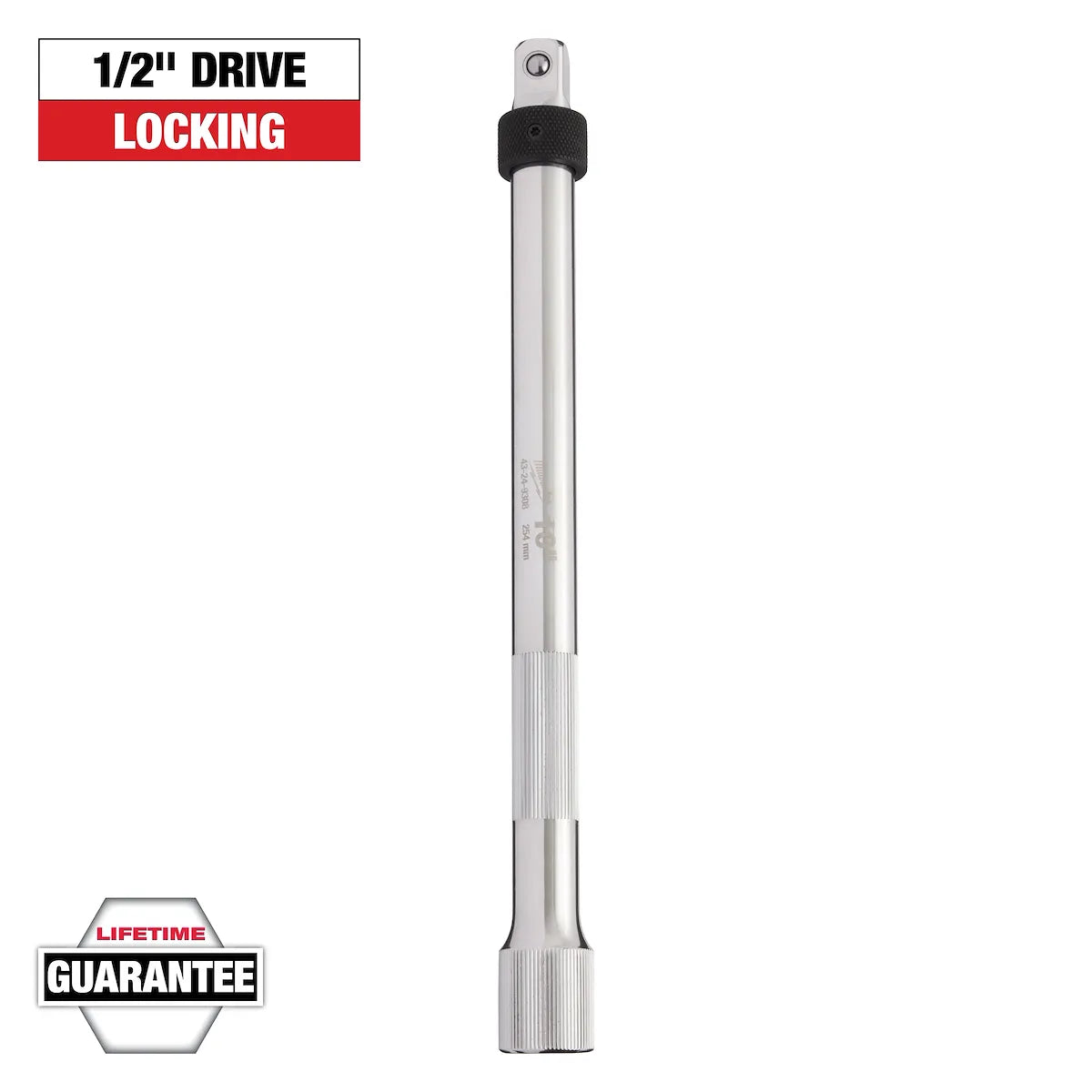 Milwaukee 1/2" Drive 10" Locking Extension 43-24-9308 | 1/2 in Drive, Chrome Vanadium Steel